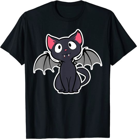 Halloween Cute Bat Kitten Kitty Cat Wings T-Shirt
