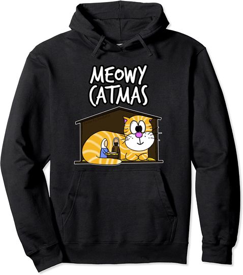 Meowy Catmas Cat Nativity Christmas 2021 Christian Funny Pullover Hoodie