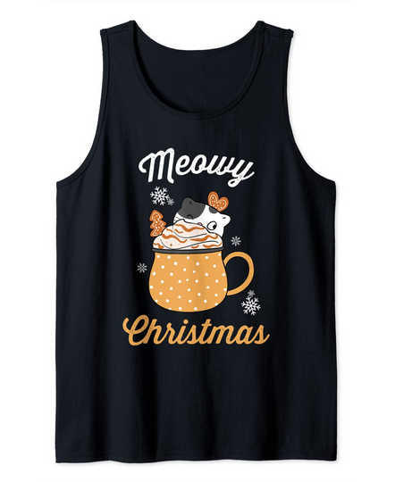 Hot Cocoa & Christmas Movies Cute Funny Cat Mug Meowy Xmas Tank Top