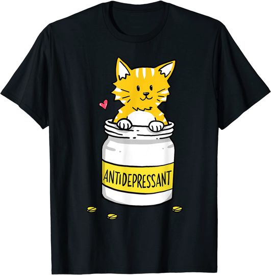 Antidepressant Depressive Pills Cat Cute Kitten Love T-Shirt