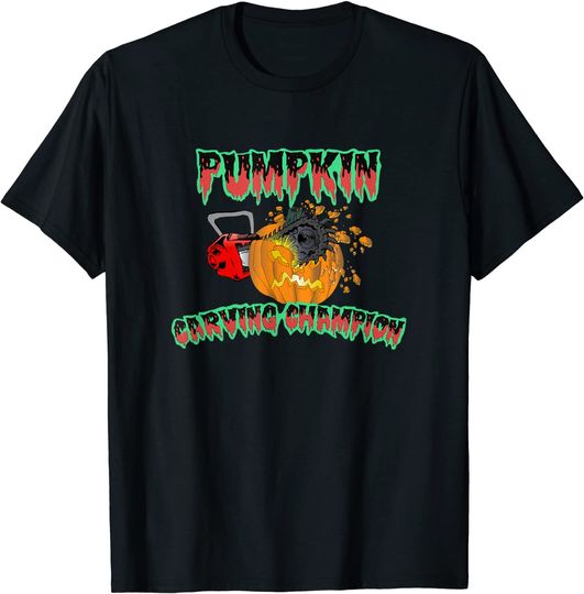 Scary Halloween Pumpkin Carving Champion Chainsaw T-Shirt