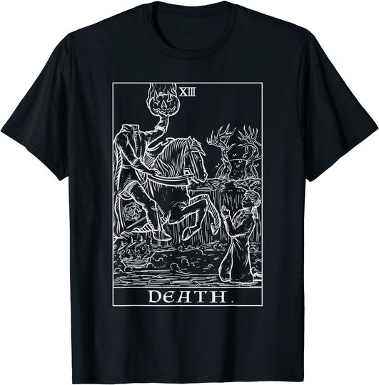 Death Tarot Card Headless Horseman Gothic Halloween Horror T-Shirt