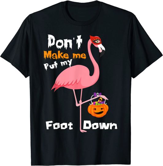 Don't Make Me Put My Foot Down Witch Flamingo Halloween Gift T-Shirt