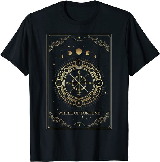 Wheel Of Fortune Tarot Card With Engraving T-Shirt