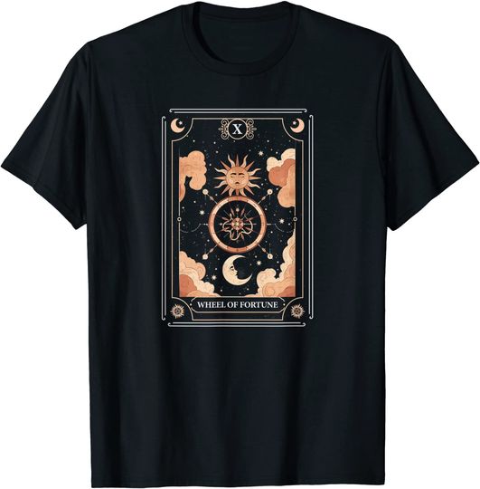 Tarot Card Of Fortune Wheel Witchy Vintage Halloween Themed T-Shirt
