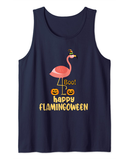 Happy Flamingoween Witch Pumpkin Mummy Flamingo Halloween Tank Top