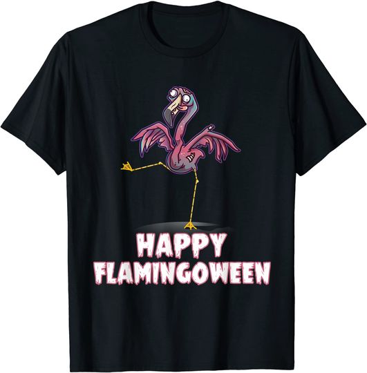 Zombie Flamingo Happy Flamingoween Pink Flamingos Halloween T-Shirt