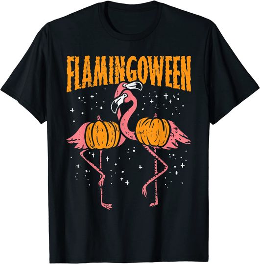 Flamingoween Pumpkin Flamingos Funny Bird Halloween Costume T-Shirt