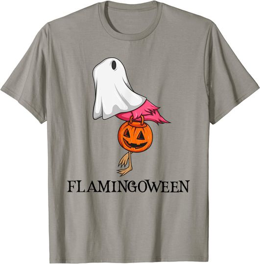 Halloween Ghost Flamingo Happy Flamingoween Pumpkin T-Shirt
