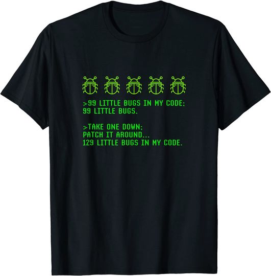 Debugging Programming Coding Coder 99 Bugs In My Code T-Shirt