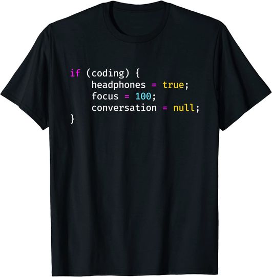 Joke Programming If Coding Headphones Focus T-Shirt