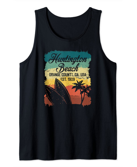 Huntington Beach Vintage Summer Gift Idea For Surf Lovers Tank Top