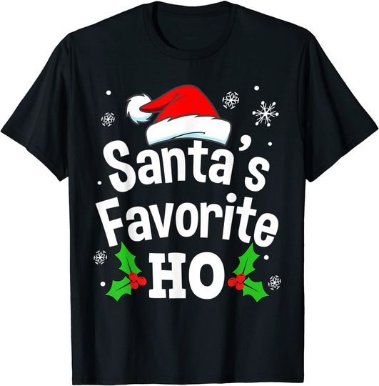 Christmas Santa's Favorite Ho Pajama, Adult Naughty Pajama T-Shirt