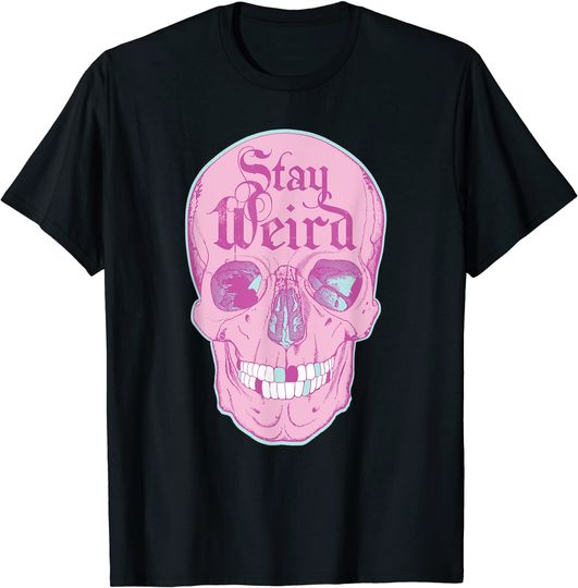 Pastel Goth Girl, Stay Weird, Emo Pink Skull T-Shirt