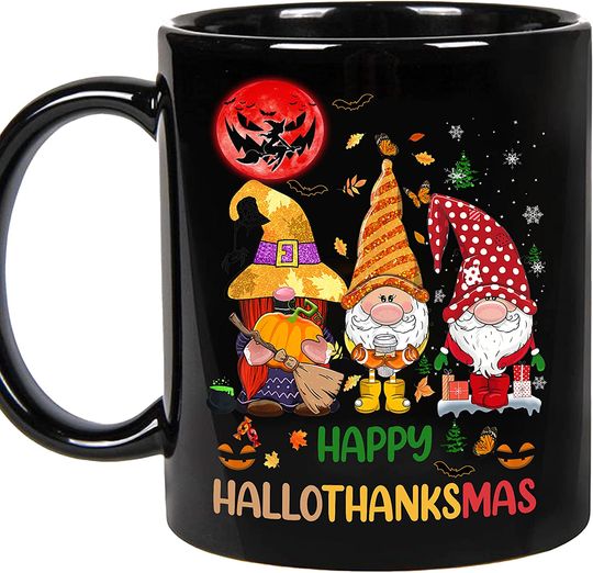 Gnomes Happy Hallothanksmas Mug