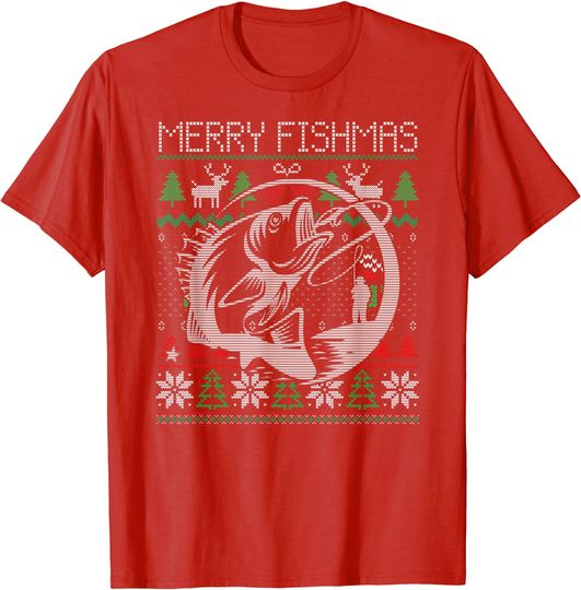 Ugly Fishing Christmas Bass Fish Merry Fishmas T-Shirt