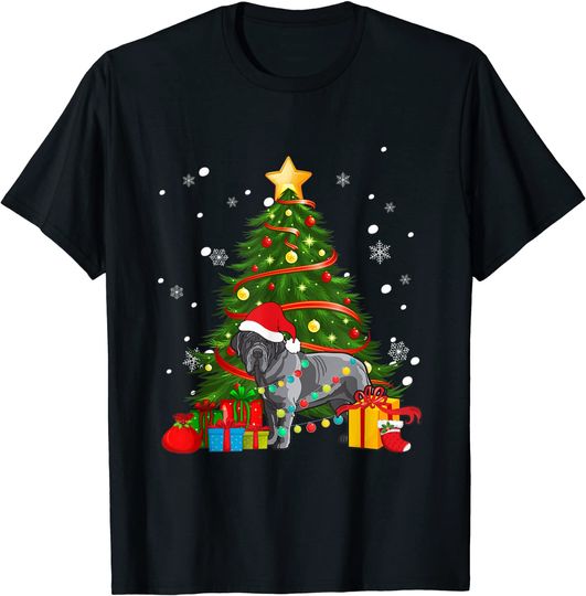 Neapolitan Mastiff Santa Christmas Tree Light Pajama Dog T-Shirt