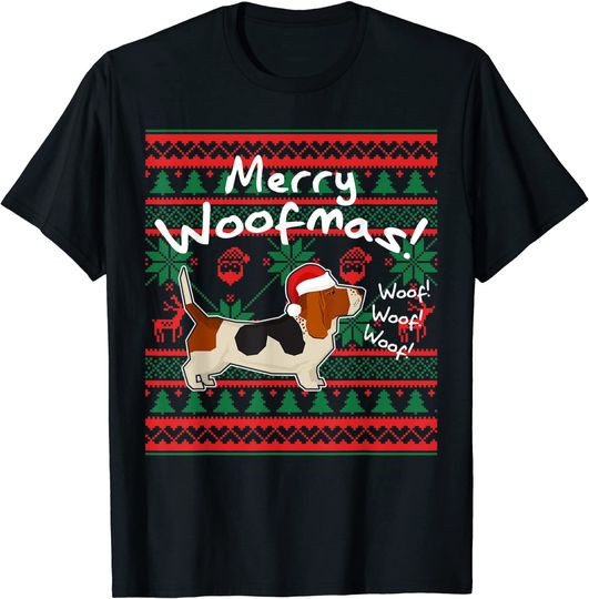Basset Hound Dog Merry Woofmas Shirt, Christmas Santa Dog T-Shirt