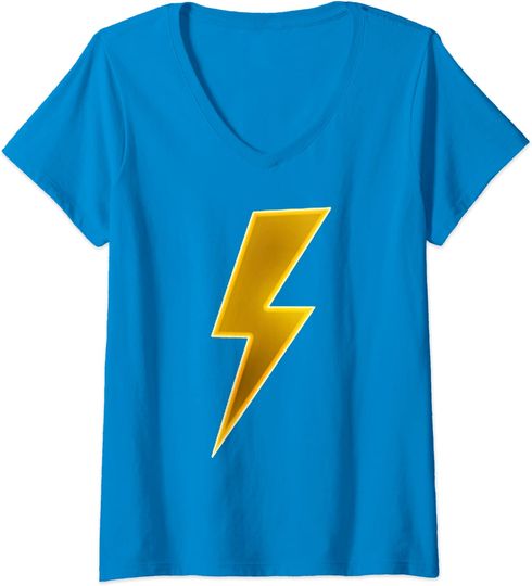 Yellow Lightning Bolt Thunder Print Bleu T-shirt