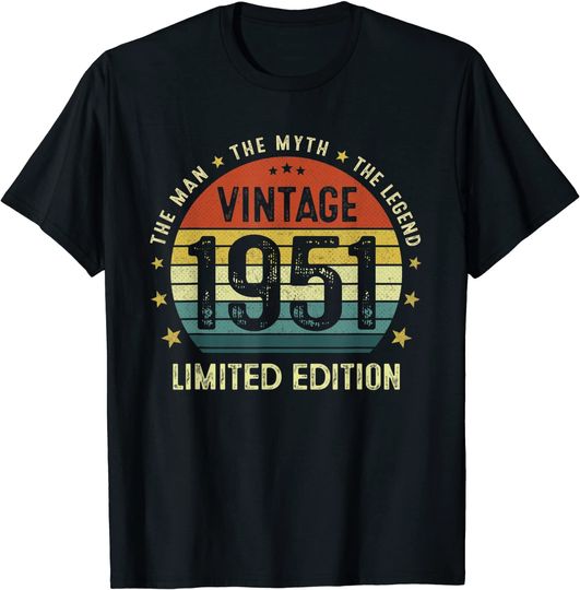 Mens 70 Years Old Vintage 1951 The Man Myth Legend 70th Birthday T-Shirt