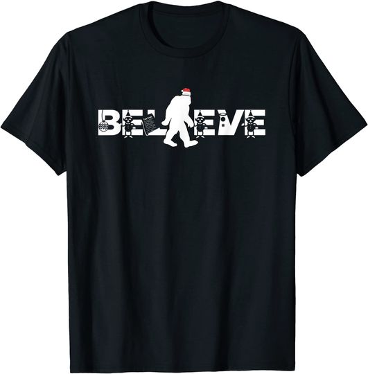 Believe Bigfoot Christmas Party T-Shirt