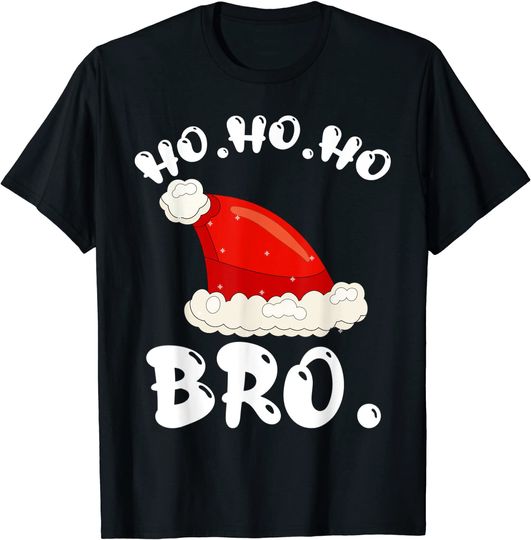 Ho Ho Ho Bro Santa Hat Christmas Family Pajamas Brother T-Shirt