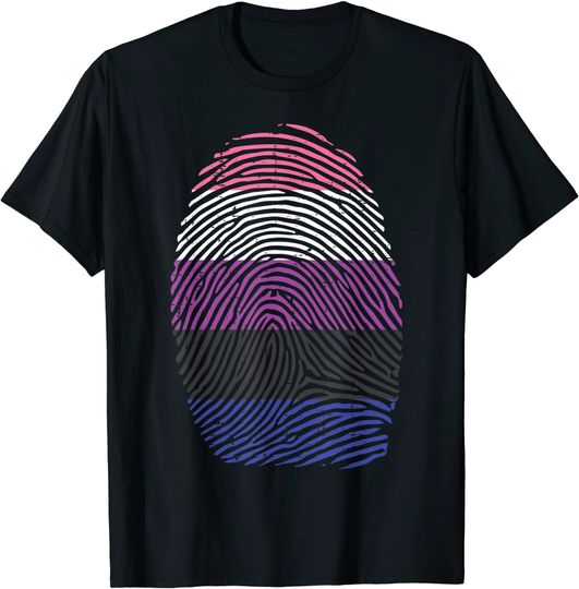 Finger Print DNA LGBTQ Genderfluid Flag Non-Binary Men Women T-Shirt