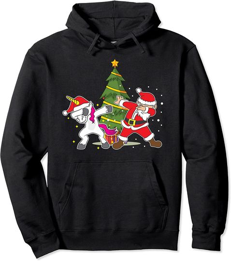 Dabbing Unicorn Xmas Hoodie Christmas Santa Claus Dab Shirt Pullover Hoodie