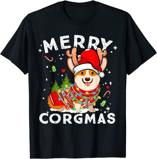 Corgi Dog Reindeer Merry Corgmas Santa Corgi Christmas T-Shirt