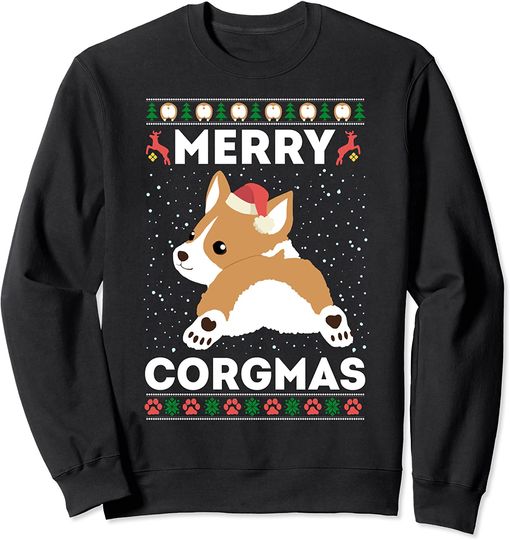 Corgi Ugly Christmas Sweater Style Merry Corgmas Santa Corgi Sweatshirt
