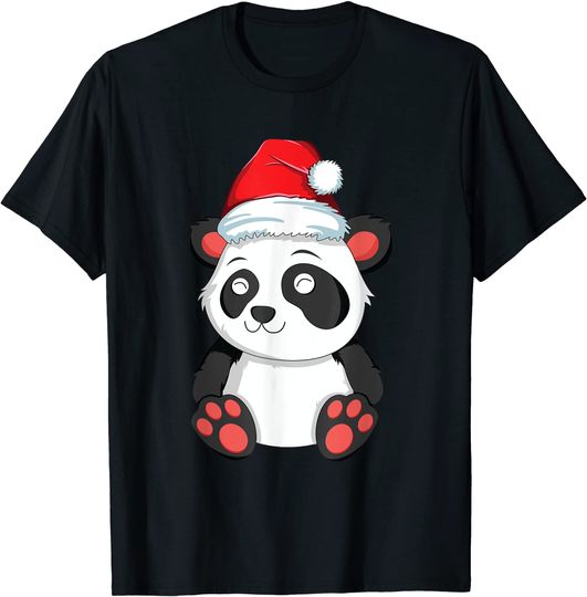 Santa Panda T-Shirt Bear Christmas Girls Women Pajamas Gift
