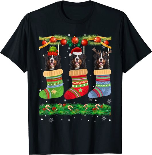 Christmas Pajama Bernese Mountain Dog Puppy Lover Xmas Socks T-Shirt