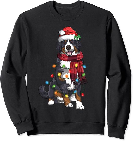 Bernese Mountain Christmas Light Funny Dog Lover Xmas Gift Sweatshirt