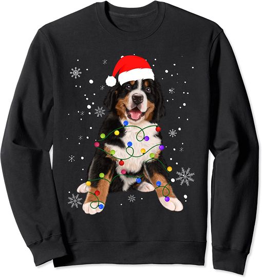 Bernese Mountain Dog Lights Christmas Matching Family Sweatshirt