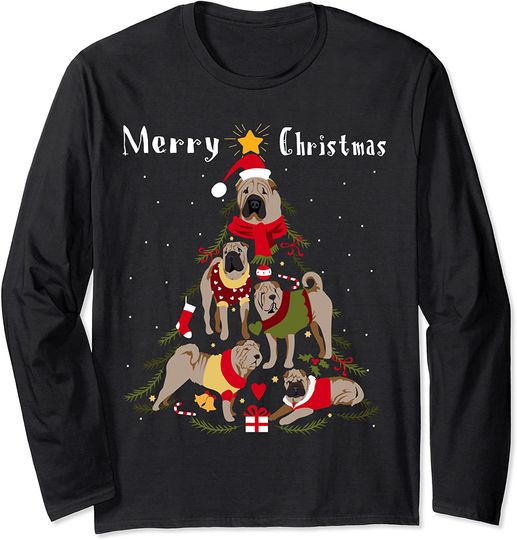 Shar Pei Christmas Tree Xmas Dog Lover Long Sleeve