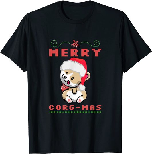 Funny Corgi Ugly Sweater Christmas Graphic Merry Corgmas T-Shirt