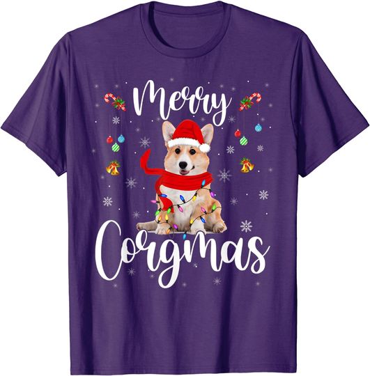 Merry Corgmas Christmas Lights Santa Corgi Dog Lover T-Shirt