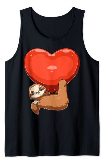 Sloth Valentine Tank Top Valentine's Day Sloth Heart Sloth Valentines