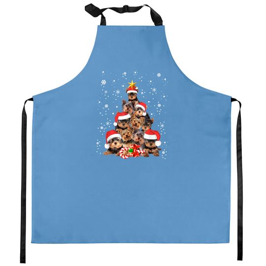 Yorkie Dogs Tree Christmas Sweater Xmas Pet Animal Dog Lover Kitchen Apron