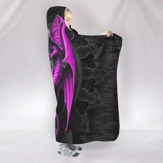 Purple Dragon and Cross 3D Printed Hooded Blanket Blanket Ultra Soft Wearable Blanket Hoodie Cloak