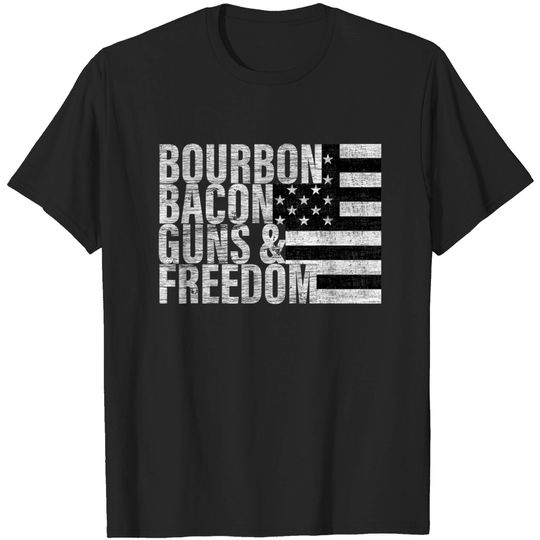 Bourbon Bacon Guns & Freedom T-shirt Flag Tee
