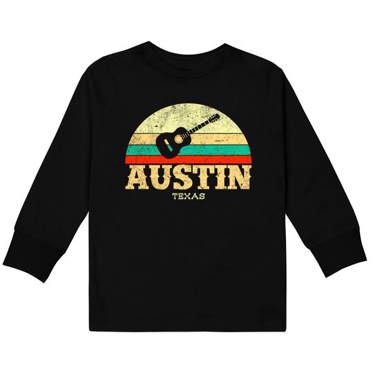 Retro Austin Texas Guitar Kids Long Sleeve T-Shirt