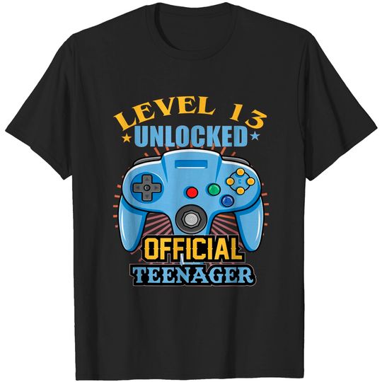 Teenager 13th funny Birthday Gift Level 13 Unlocked T-Shirt