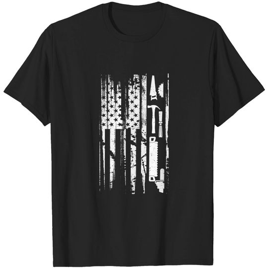American Flag Woodworking T Shirt