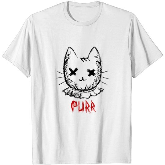 Voodoo Cat Head Purr Creepy Cat Goth Cat Goth Punk Emo Cat T-Shirt