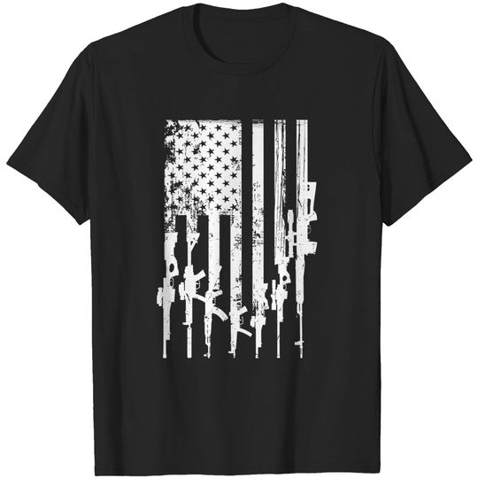 Patriotic American Rifle Flag Pro Gun Gifts T-Shirt