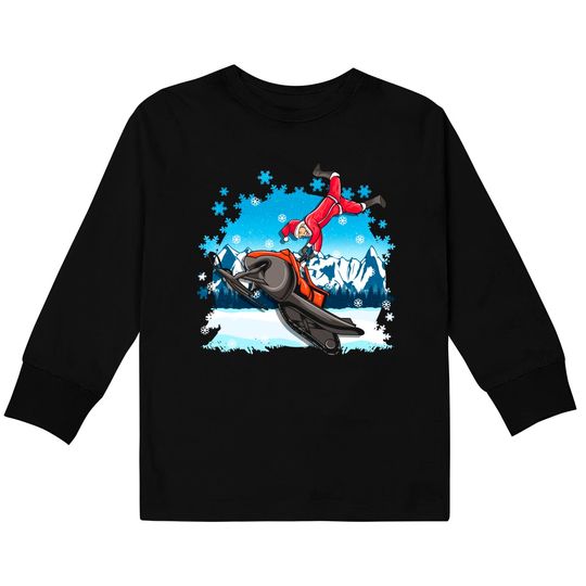 Christmas Snowmobile Santa Claus Snowmobiler Snowmobiling Kids Long Sleeve T-Shirt