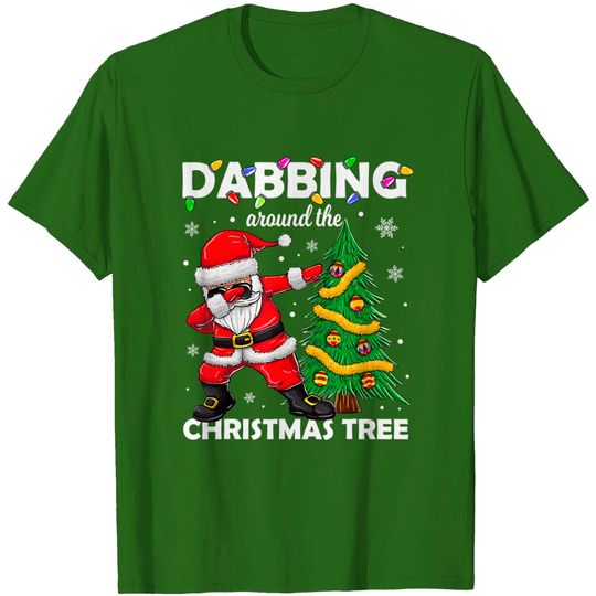 Santa Dabbing Around the Christmas Tree Lights T Shirt