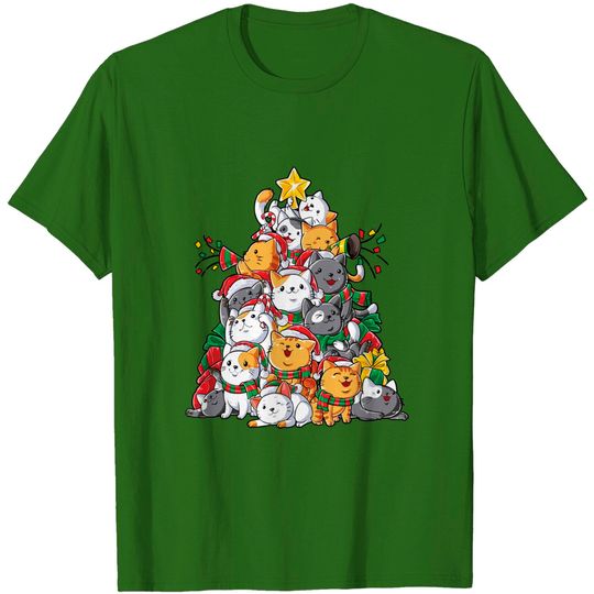 Cat Christmas Tree Meowy Catmas Xmas T-Shirt