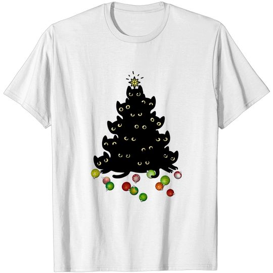 Cat Lovers Cute and Funny Holiday Tree Christmas T-Shirt